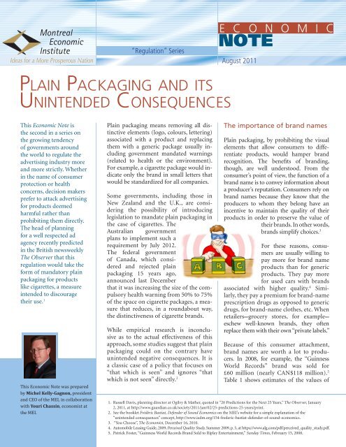 Plain Packaging and its Unintended Consequences - IEDM