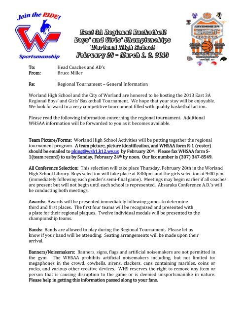 3A East Info - Wyoming High School Activities Association