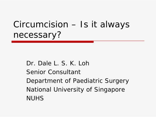 Circumcision – Is it always necessary? - NUH