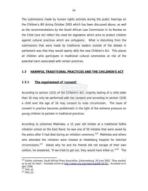 Harmful traditional practices, (male circumcision - Electronic Thesis ...