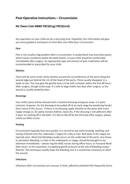 Post-Operative Instructions – Circumcision