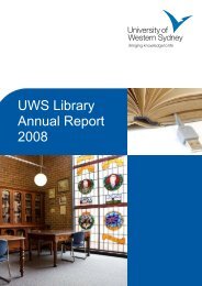 2008 Annual Report 1.pub - UWS Library - University of Western ...