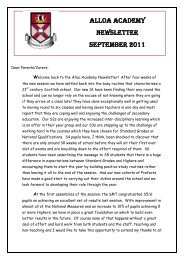 ALLOA ACADEMY NEWSLETTER September 2011