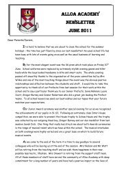 ALLOA ACADEMY NEWSLETTER June 2011