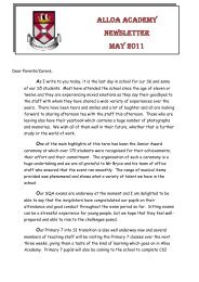 ALLOA ACADEMY NEWSLETTER May 2011