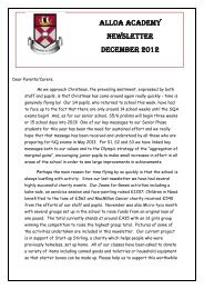 ALLOA ACADEMY NEWSLETTER DECEMBER 2012