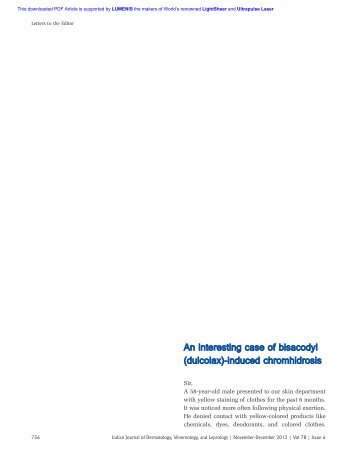 An interesting case of bisacodyl (dulcolax)-induced chromhidrosis