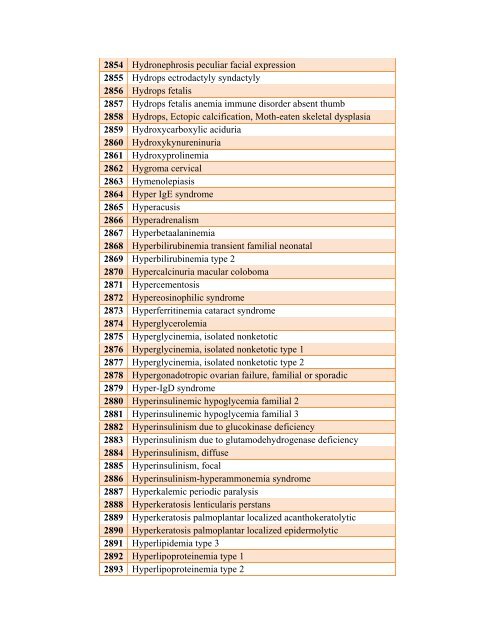 Table 4: List of Rare Diseases and Related Terms as per US ...