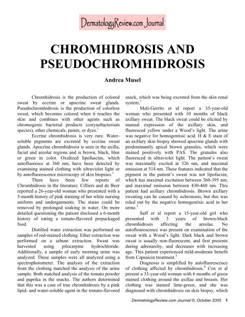 chromhidrosis and pseudochromhidrosis - Dermatology Review
