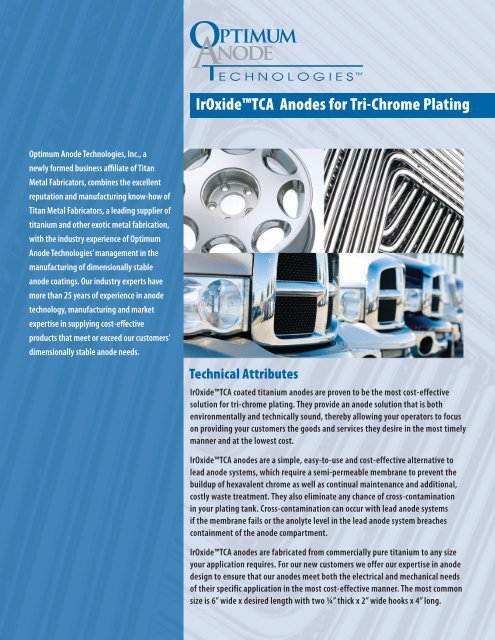 IrOxide™TCA Anodes for Tri-Chrome Plating - Anodes Technology ...