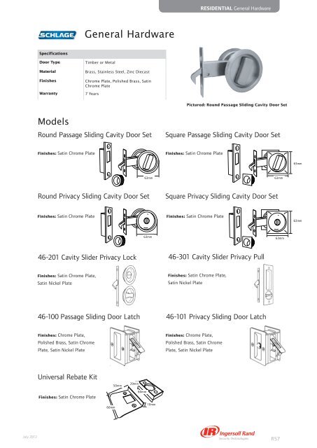 Product Catalogue - General Hardware Residential - Ingersoll Rand