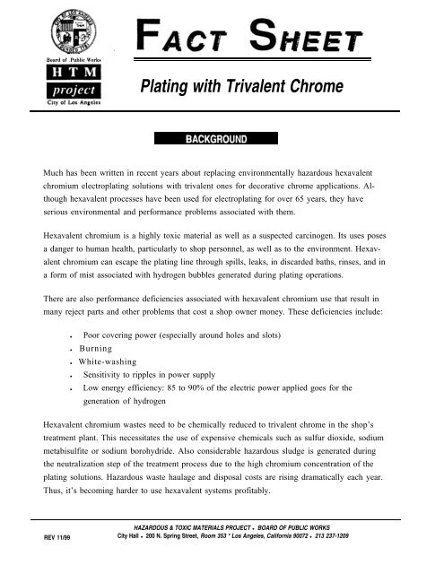 Fact Sheet - Plating with Trivalent Chrome - infoHouse