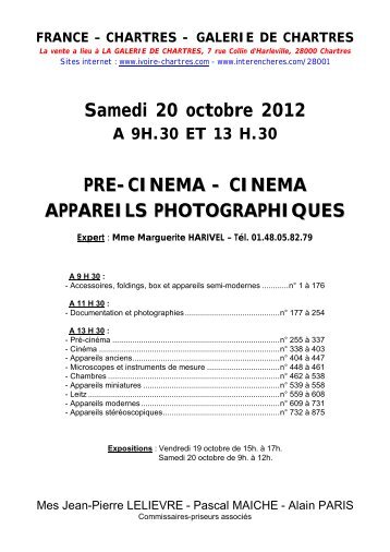 Samedi 20 octobre 2012 PRE-CINEMA - CINEMA ... - Interencheres