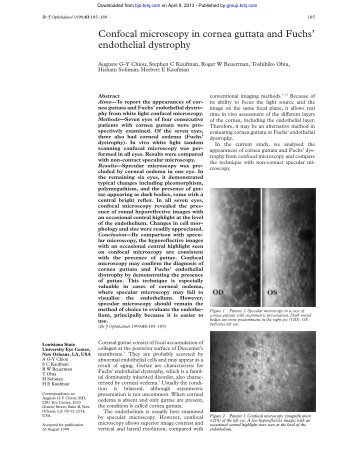 Confocal microscopy in cornea guttata and Fuchs' endothelial ...