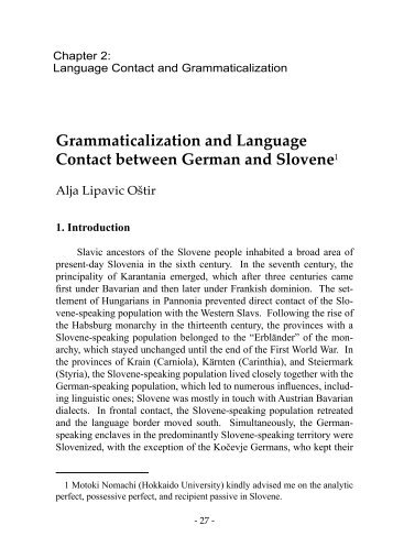 Grammaticalization and Language Contact between German and Slovene