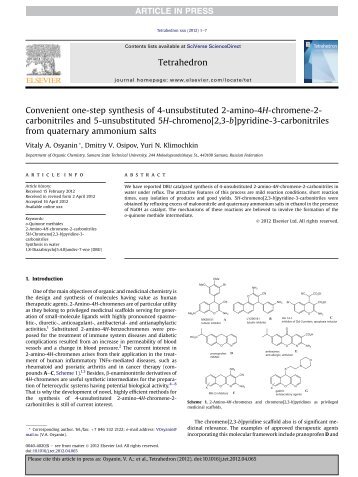 Convenient one-step synthesis of 4-unsubstituted 2-amino-4H ...