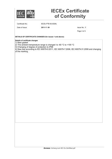 IECEx PTB 06.0029 U - R. Stahl