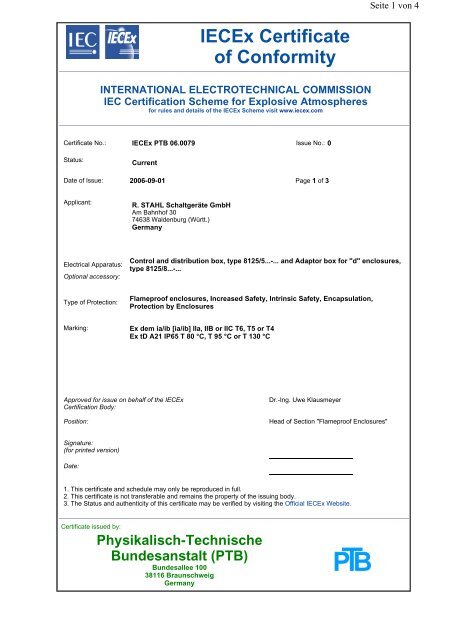 IECEx PTB 06.0079 - r. stahl