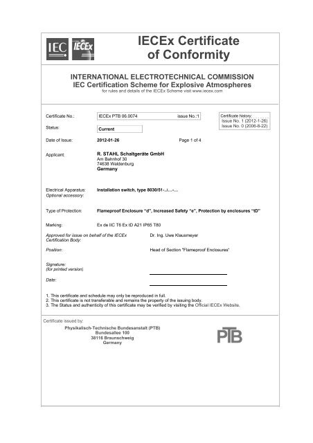 IECEx PTB 06.0074 - R. Stahl