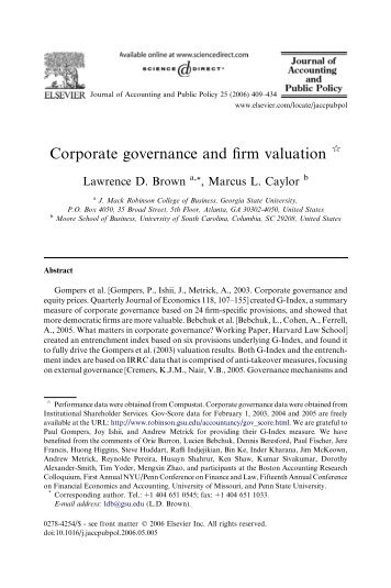 Corporate governance and firm valuation