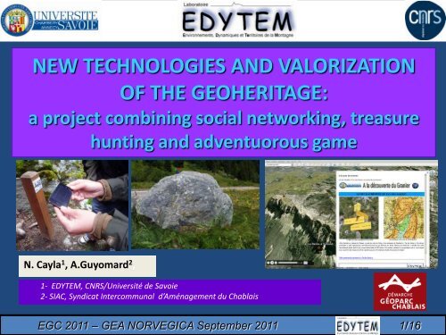 New technologies and valorization of the geoheritage Cayla