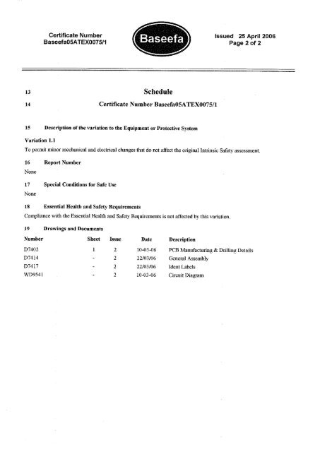 Baseefa 05 ATEX 0075 X - r. stahl