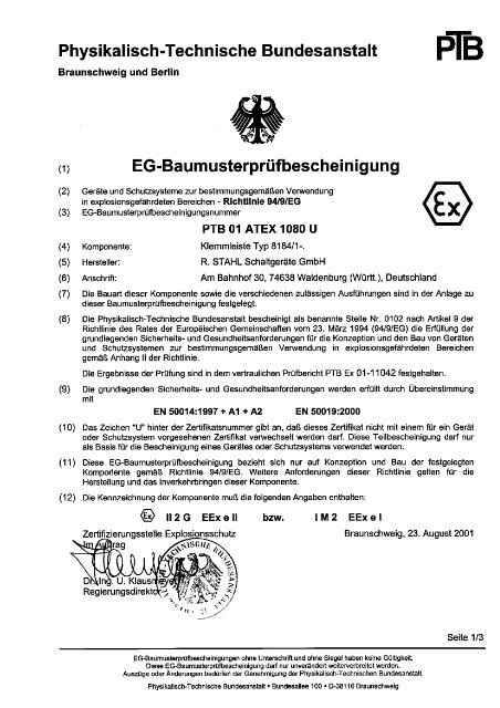 Physikalisch-Technische Bundesanstalt ISI-B - R. Stahl