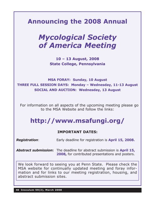 March 2008 - Mycological Society of America