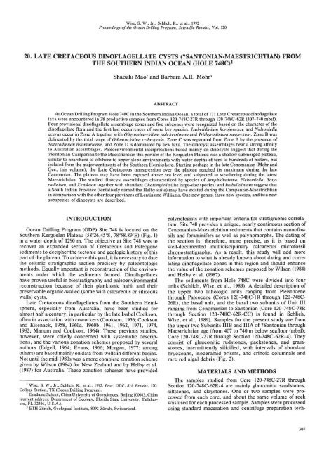 20. LATE CRETACEOUS DINOFLAGELLATE CYSTS ...