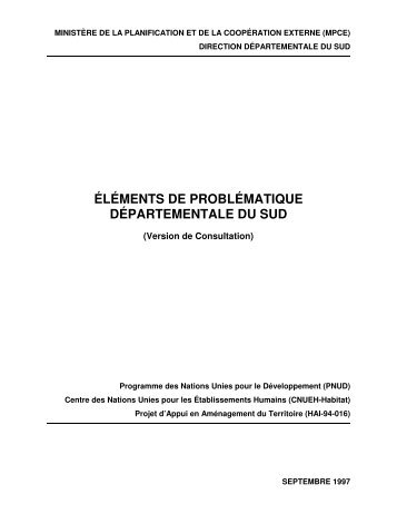 SUD - Ministère de la Planification et de la Coopération Externe