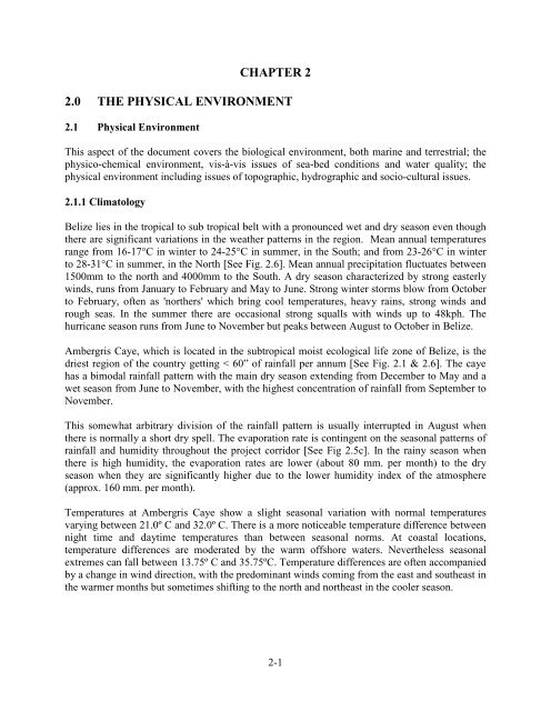 CHAPTER 2 2.0 THE PHYSICAL ENVIRONMENT - Department of ...