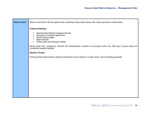 Management Plan - Glover's Reef Marine Reserve