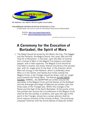 A Ceremony for the Evocation of Bartzabel, the Spirit of ... - Apostilas