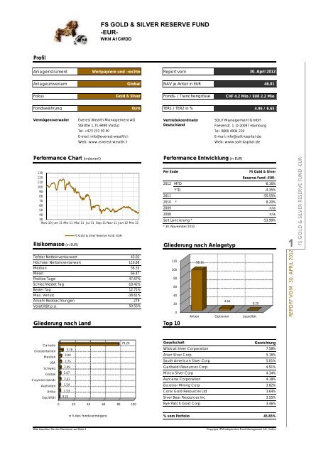 Factsheet FS Gold &amp; Silver Reserve Fund dt - Fairsicherung ...