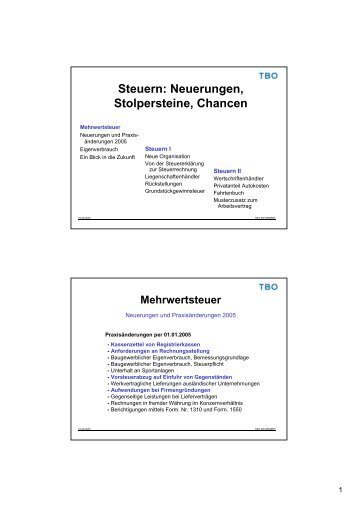 Steuern: Neuerungen, Stolpersteine, Chancen