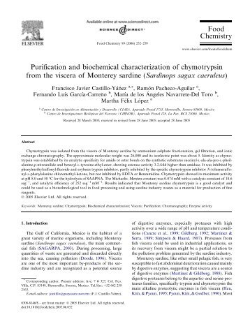 Purification and biochemical characterization of chymotrypsin from ...