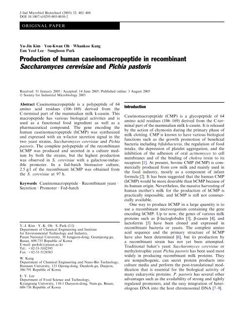 Saccharomyces cerevisiae and Pichia pastoris - Monitoramento de ...