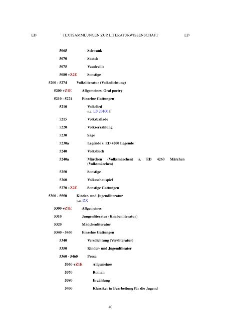 ER 600 - Regensburger Verbundklassifikation