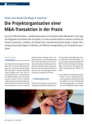 Die Projektorganisation einer M&A-Transaktion in der Praxis