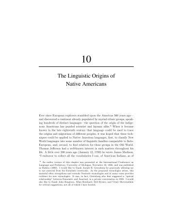 The Linguistic Origins of Native Americans - Merritt Ruhlen