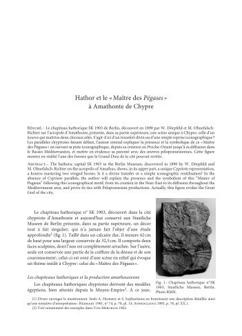 Hathor et le « Maître des Pégases » à Amathonte de Chypre - HAL