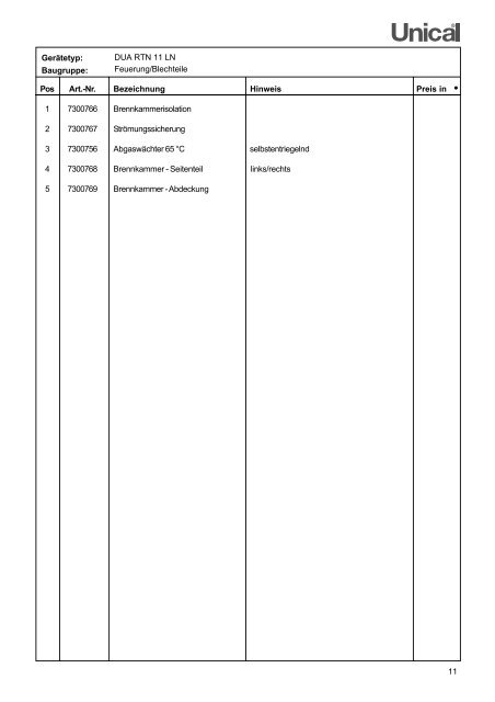 ET-Liste DUA-LN korr.10_05 - Unical Deutschland