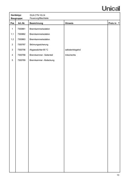 ET-Liste DUA-LN korr.10_05 - Unical Deutschland