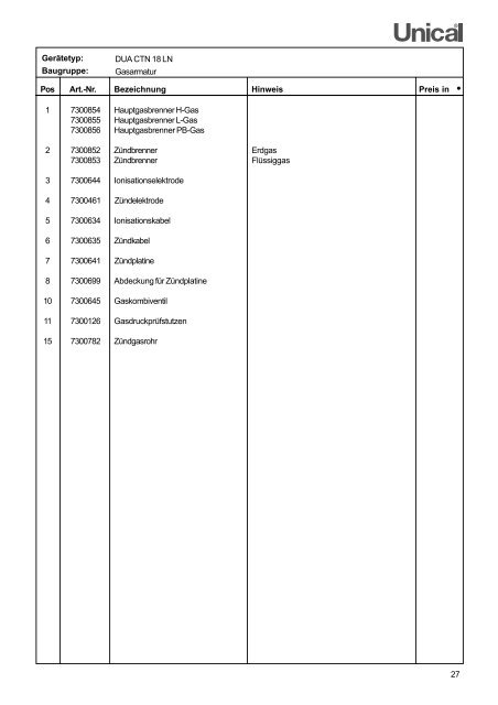 ET-Liste DUA-LN korr.10_05 - Unical Deutschland