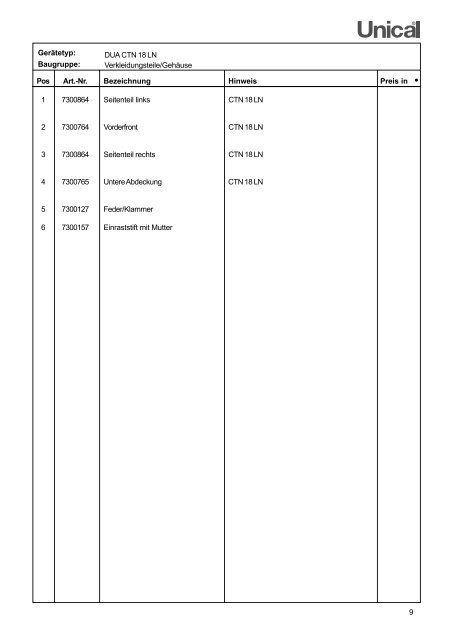 ET-Liste DUA-LN korr.10_05 - Unical Deutschland