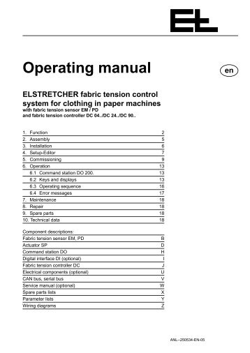 Operating manual ELSTRETCHER fabric tension ... - Erhardt+Leimer