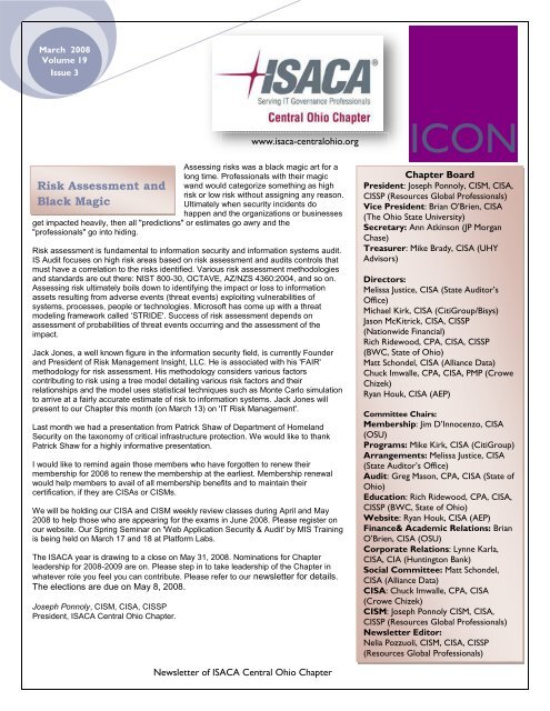 Risk Assessment and Black Magic - ISACA Central Ohio Chapter