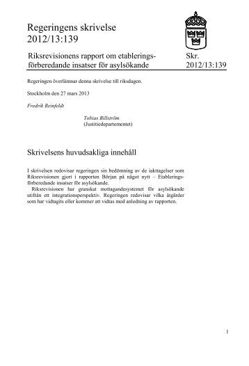 Regeringens skrivelse 2012/13:139