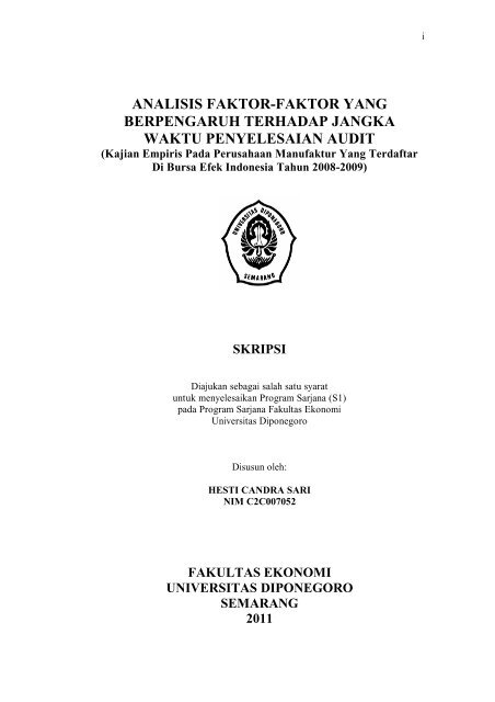 Analisis Faktor Faktor Yang Berpengaruh Undip