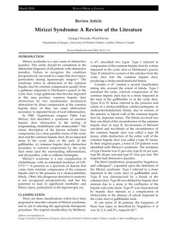 Mirizzi Syndrome: A Review of the Literature